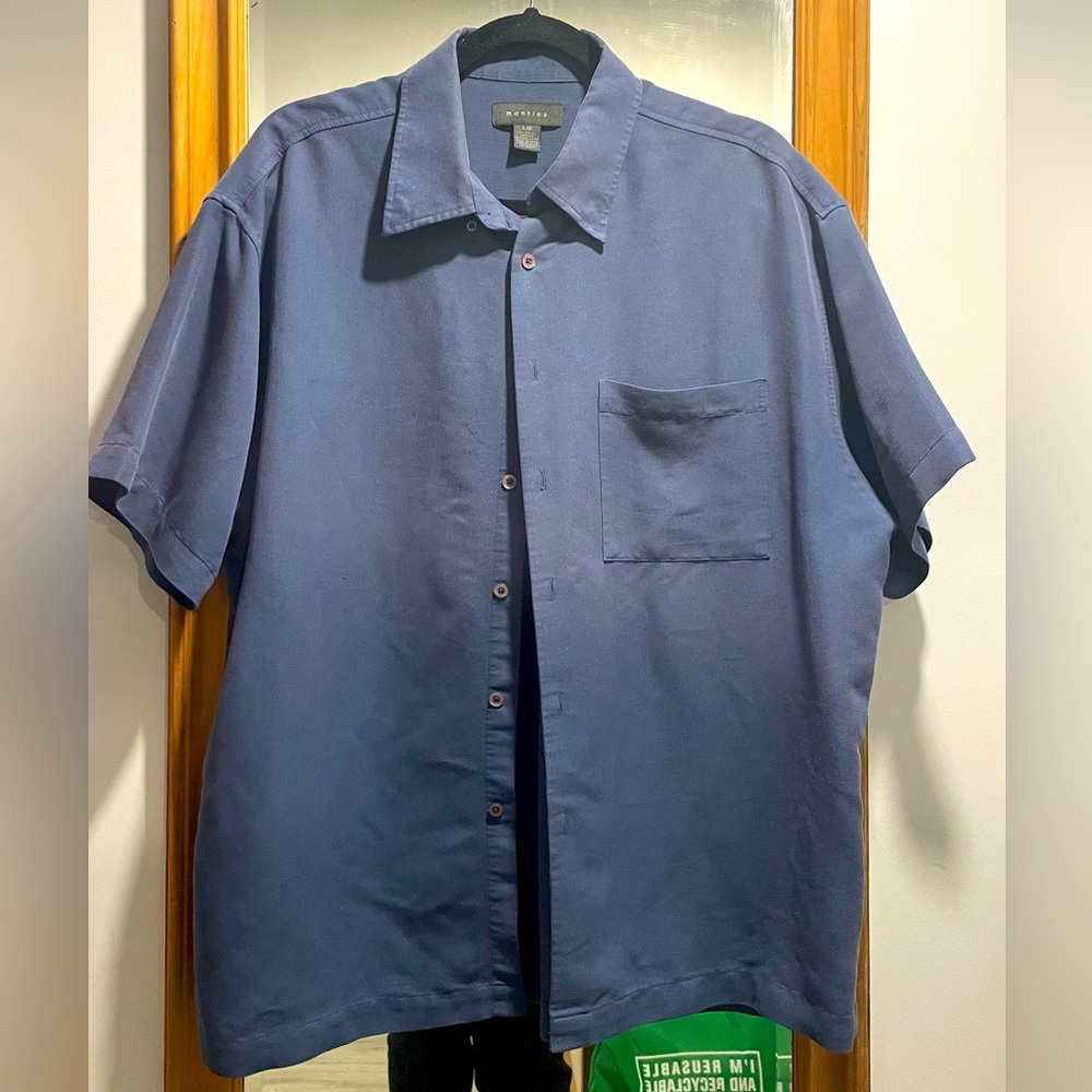 Box short-sleeve shirt in wash blue